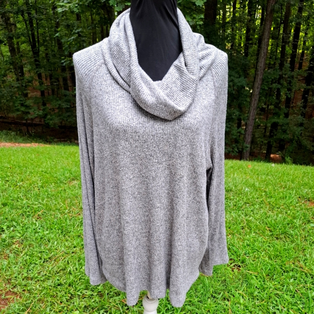 Maeve Anthropologie Cowl Neck Sweater Women’s Gray Ribbed Knit Size Large